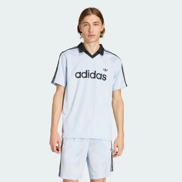 【adidas 愛迪達】短袖上衣(KE2453 男款ORIGINALS復古休閒V領短袖T恤 藍色)