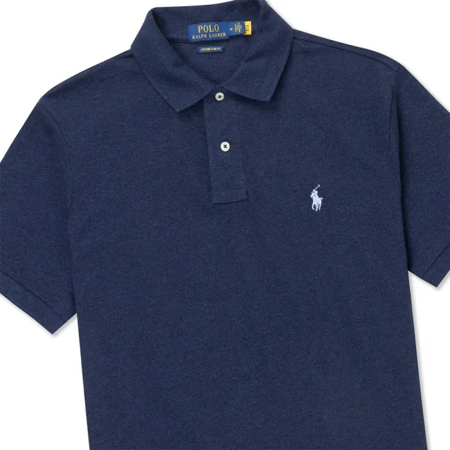 【RALPH LAUREN】RL POLO 經典刺繡小馬短袖POLO衫 上衣-麻花深藍色(春夏舒適/平輸品)