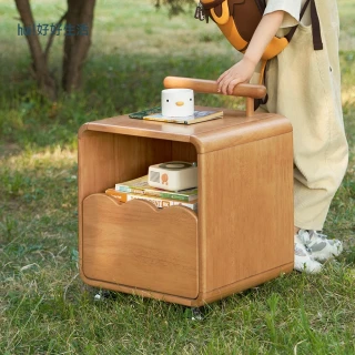 【hoi! 好好生活】WH溜達橡膠木實木可移動兒童床頭櫃0.4M Y519A02