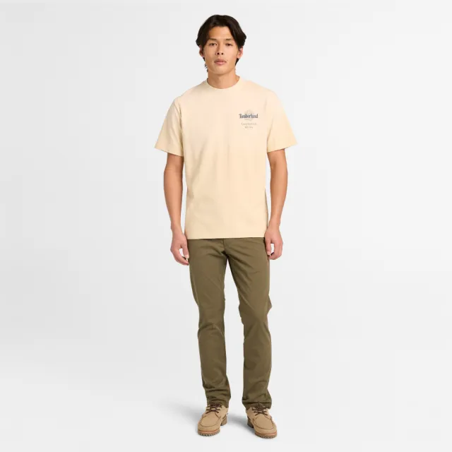 【Timberland】男款淺卡其色背面LOGO圖案T恤(A5SRU260)