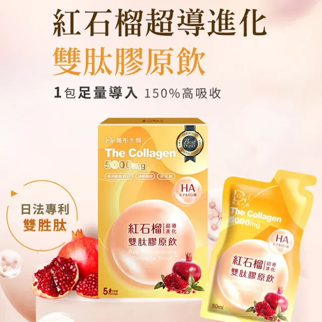 【DV 麗彤生醫】新升級紅石榴超導雙肽膠原飲x7盒(50ml/包-5包/盒;膠原蛋白;玻尿酸;加量不加價)