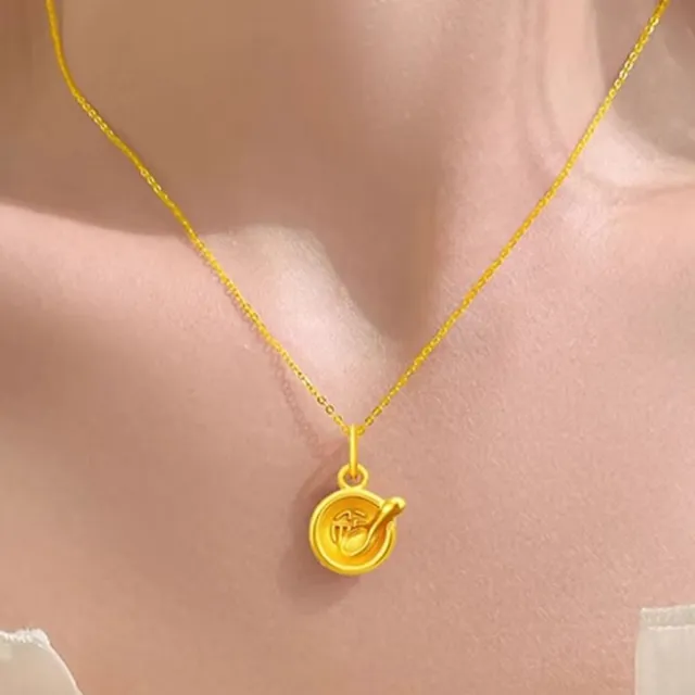【Penny 珮妮】黃金999 迷你金飯碗勺 吊墜項鍊(彌月禮 寶寶滿月 周歲 交換禮物 生日  尾牙 新年 結婚)