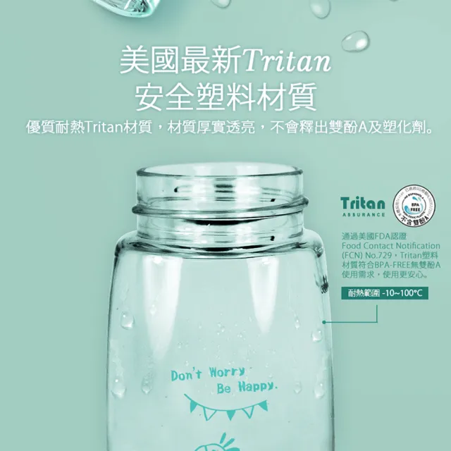【GREEN BELL 綠貝】Tritan極簡塗鴉水壺360ml2入組(寬口 提把 耐用 款式任選 不含BPA)