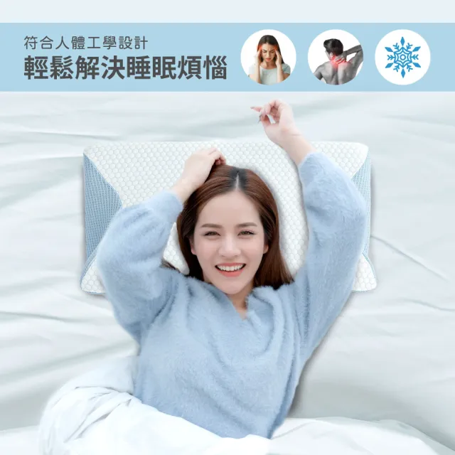 【寢室安居】超涼感COOL釋壓肩頸記憶枕 蝶形枕(枕頭/透氣枕/涼感枕頭/護頸枕/人體工學枕)