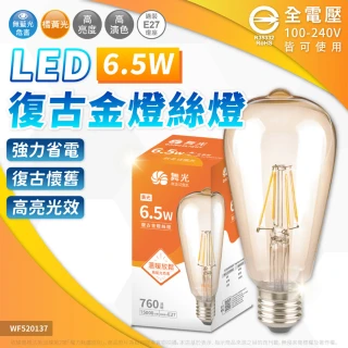 【DanceLight 舞光】2入組 免運費 LED 6.5W 燈絲燈 E27 古銅色燈殼 復古金 2300K 黃金光