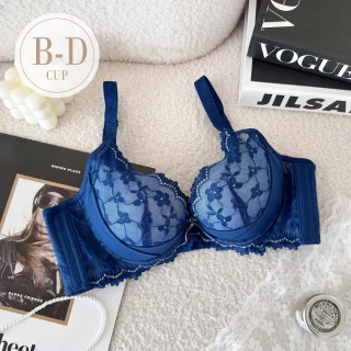 【伊黛爾】浪花朵朵 石墨烯軟鋼圈集中收副乳機能內衣(藍色)