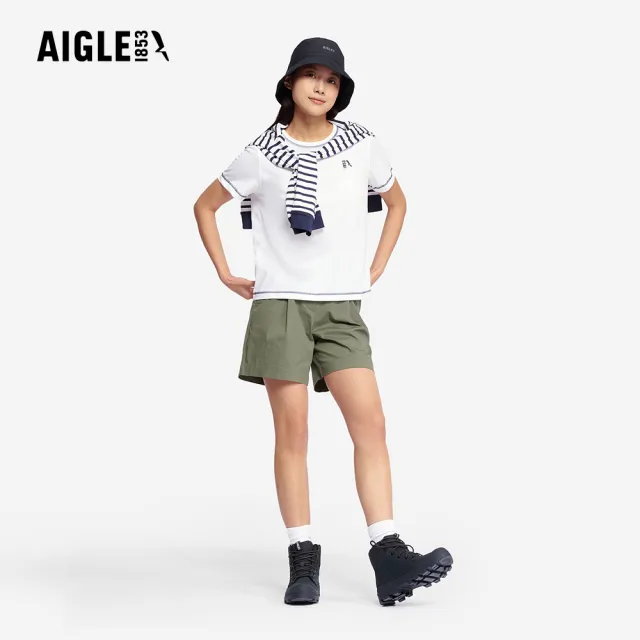 【AIGLE】女 涼感短袖T恤｜AG-5P228A130 白色(女上衣 T恤 短袖T恤 涼感 透氣)