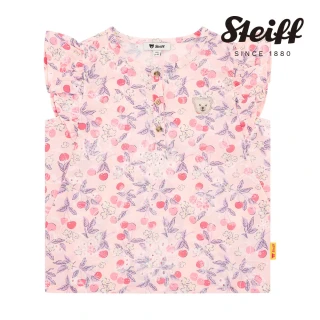 【STEIFF】熊頭童裝 櫻桃圖案蝴蝶袖無袖T恤(短袖上衣)