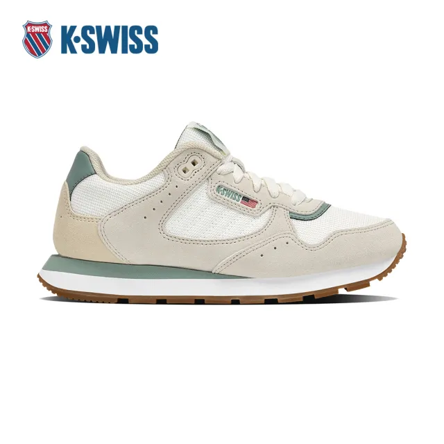 【K-SWISS】經典運動鞋 VISTA RUNNER T 休閒 女鞋 米白莫藍迪綠色 99459-164-M