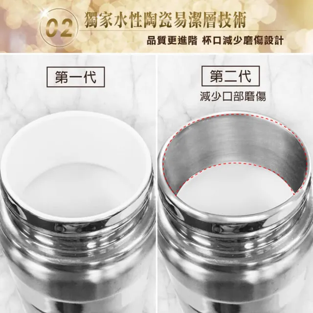 【GREEN BELL 綠貝】316不鏽鋼手提陶瓷保溫杯550ml(陶瓷內膽 易潔層 保溫瓶 保冷 保冰 SGS)