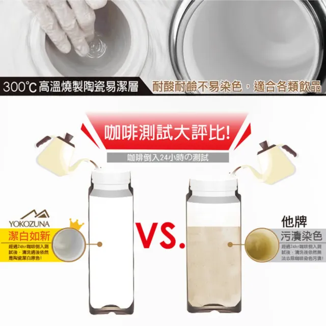 【GREEN BELL 綠貝】316不鏽鋼手提陶瓷保溫杯550ml2入組(陶瓷內膽 易潔層 保溫瓶 保冷 保冰 SGS)