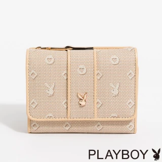 【PLAYBOY】PLAYBOY - 短夾  Bunny Love系列 - 卡其色