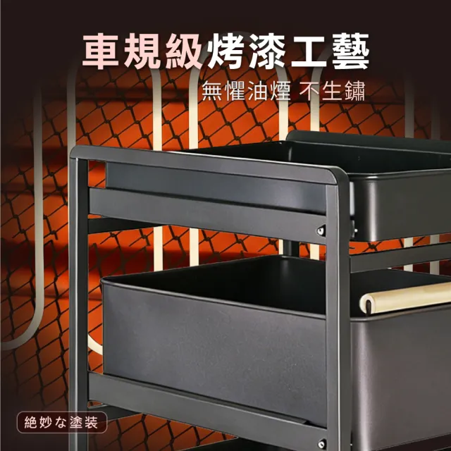 【ONE HOUSE】升級全碳鋼 小巴登鐵製收納架抽屜置物推車-旗艦款四層 (收納櫃 收納架 手推車 收納籃 )