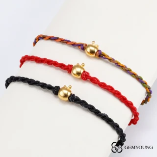 【JING YANG 晶漾】黃金墜子金蘋果串珠手繩平平安安(0.04錢&plusmn;0.05錢)