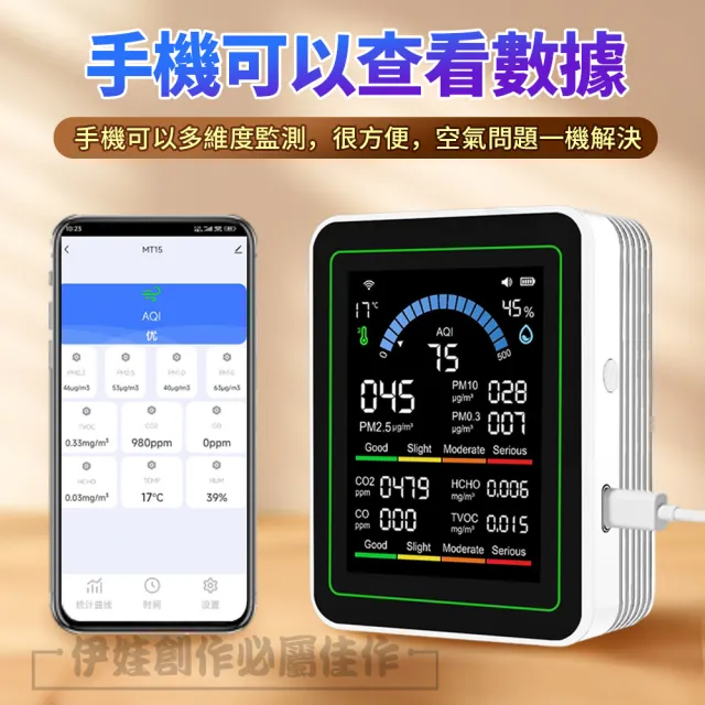 【IDREES 伊德萊斯】十合一 空氣檢測儀 PM2.5 PM10 甲醛 揮發性有機物 一氧化碳 二氧化碳 濕度溫度