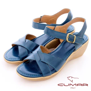 【CUMAR】交叉飾帶真皮涼拖鞋726-017