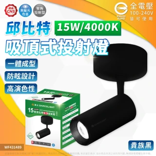 【DanceLight 舞光】2入組 15W 邱比特 吸頂投射燈 自然光 黃光 36度 時尚白 貴族黑 投射燈 可調角度