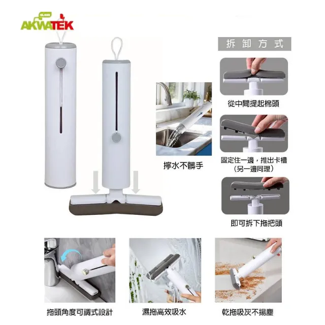 【AKWATEK】乾濕兩用迷你拖把 AK-04111