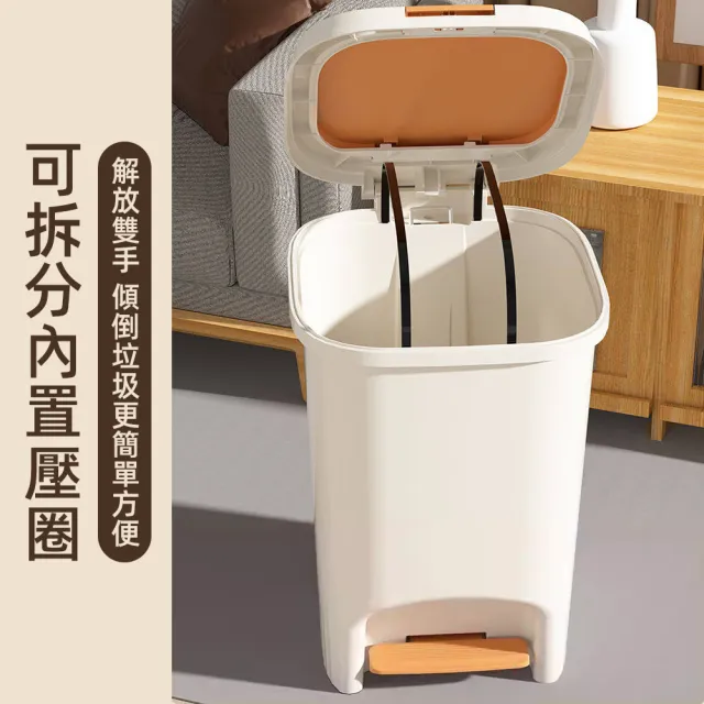 【HUIJIAYIGOU 惠家易購】腳踩垃圾桶 20L帶蓋垃圾桶 廚房垃圾桶 大容量廁所垃圾桶 垃圾收納 手按開蓋垃圾桶