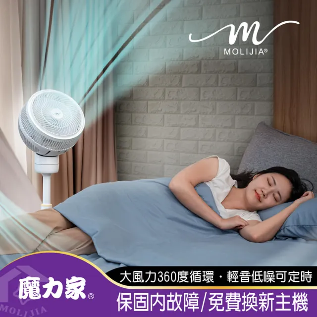 【MOLIJIA 魔力家】M186 全自動BLDC變頻無刷直流|循環風扇-9吋|落地型|木紋款/遙控電風扇(BY010086)