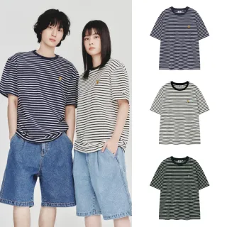 【Wacky WiLLY】官方旗艦館 KIKY Logo條紋短袖T恤(UNI短袖上衣 黑/綠/海軍藍色)
