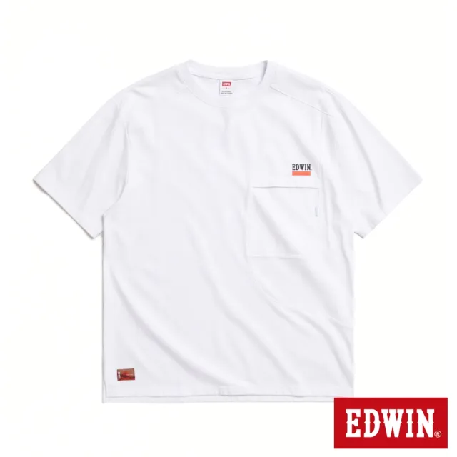 【EDWIN】男裝 COOL FLEX 未來風寬版剪接短袖T恤(白色)
