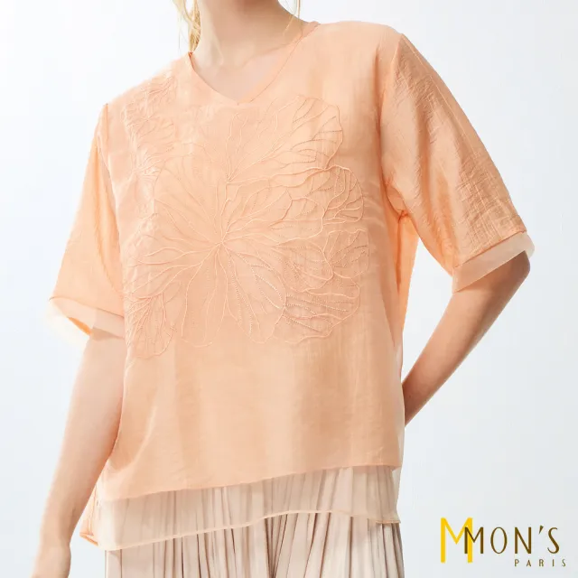 【MON’S】精品V領刺繡上衣(直)