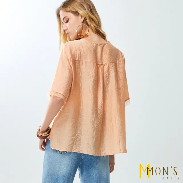 【MON’S】精品V領刺繡上衣(直)