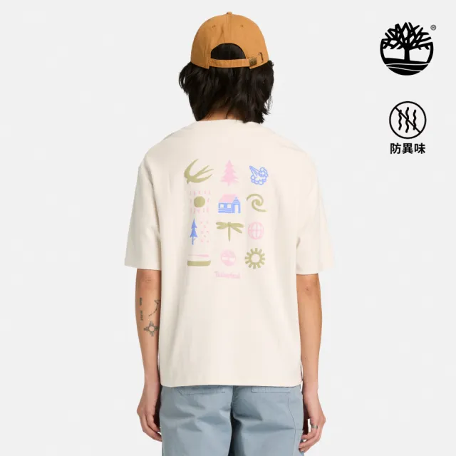 【Timberland】女款白色寬版圖案短袖T恤(A43XQCM9)