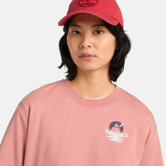 【Timberland】女款粉色寬版圖案短袖T恤(A43XQR85)