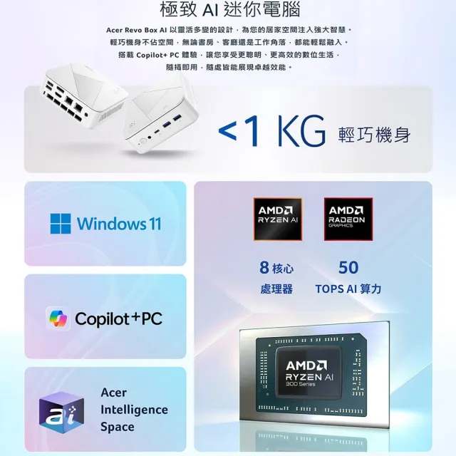 【Acer 宏碁】+24型螢幕★RB102 R7 八核迷你電腦(R7 350/16G/1T SSD/W11)