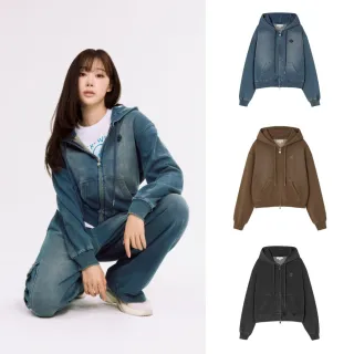 【Wacky WiLLY】官方旗艦館 女款牛仔洗刷短版拉鍊外套(WMS外套 短版外套  藍/棕/灰色)