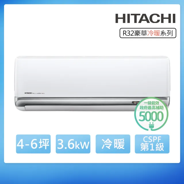 【HITACHI 日立】空調速配★北區★4-6坪豪華一級變頻冷暖3.6kW分離式空調RAS-36VP/RAC-36VP(頂極材料安裝)