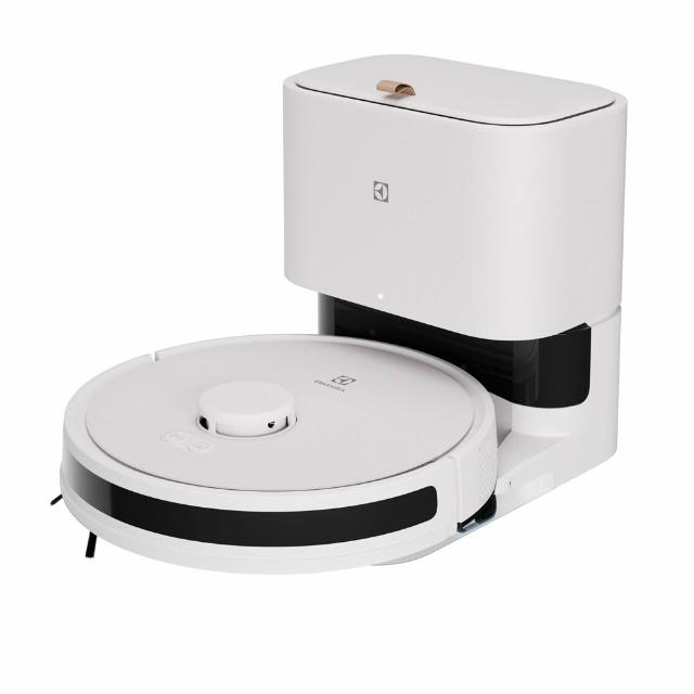  Electrolux 伊萊克斯 EFR71222DS 自動除塵掃拖機器人吸塵器，白色圓筒式設計，配備可洗式集塵筒與擦地負離子功能，讓家居清潔更輕鬆高效。BSMI認證R33428，一年保固，中國製造。適合忙碌家庭的智慧掃地機器人，輕鬆應對灰塵與髒汙，打造潔淨生活空間。 