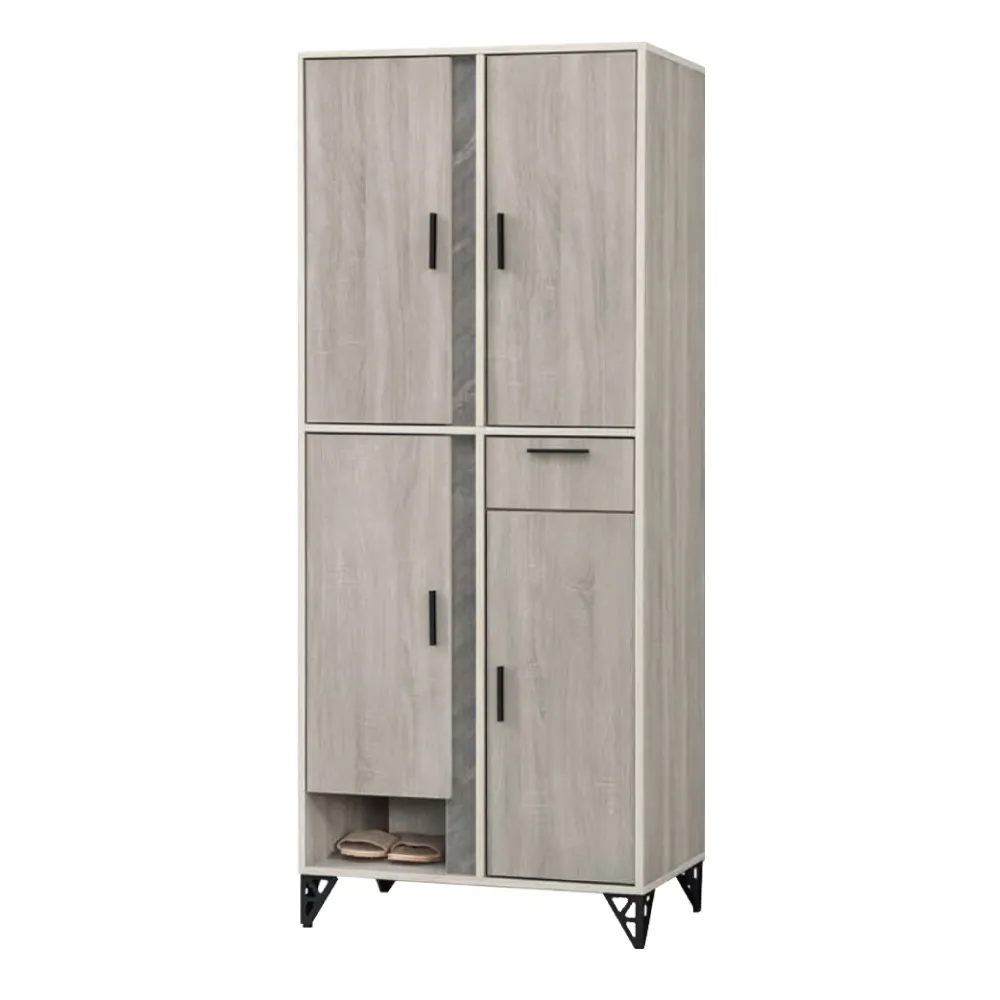 【文創集】曼科2.4尺雙色四門單抽高鞋櫃