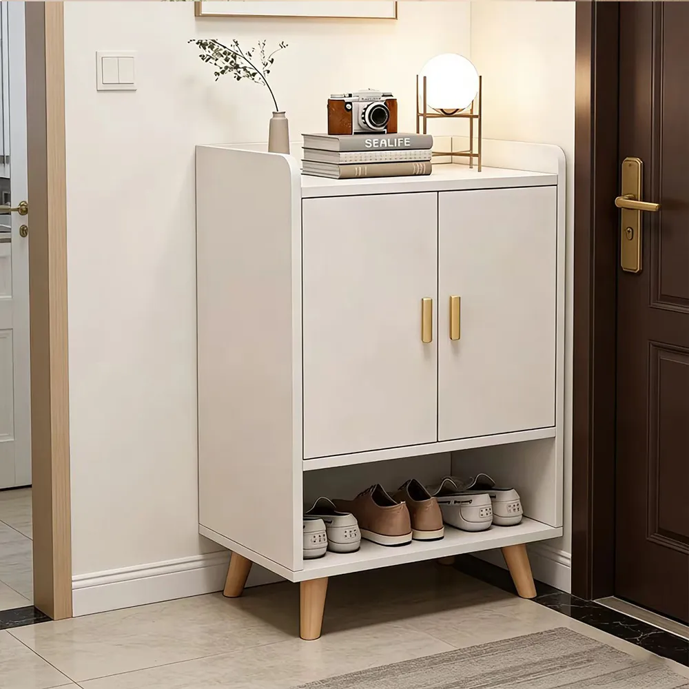 【E家工廠】鞋櫃 收納櫃 抽屜櫃 兩門收納鞋櫃 玄關鞋櫃 儲物櫃(374-60公分雙門鞋櫃（白色）)