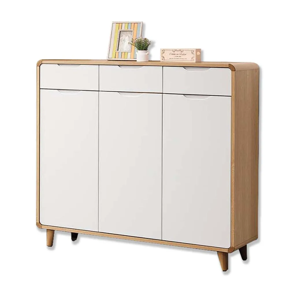 【BODEN】MIT台灣製 | 曼特4尺北歐風三門三抽鞋櫃