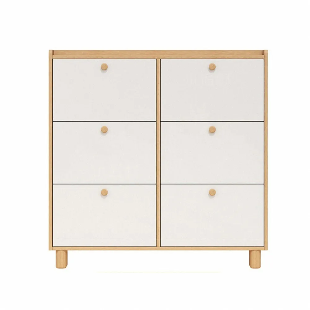 【新川】全實木超薄翻斗鞋櫃 家用門口鞋架 玄關櫃(極窄鞋架 三門鞋架 60CM鞋櫃)