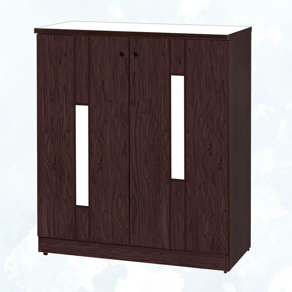 【文創集】南亞塑鋼  柯蕭3尺直飾彩門系列雙開門鞋櫃(七色可選＋搭配亮面黑圓釦形五金把手)