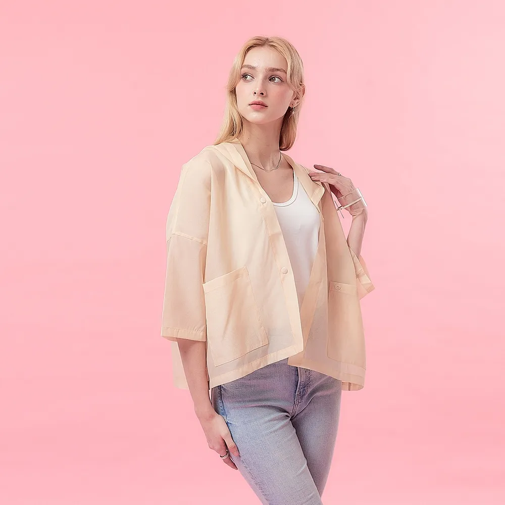 【ICHE 衣哲】Cop.Copine法式寬鬆連帽七分袖上衣外套