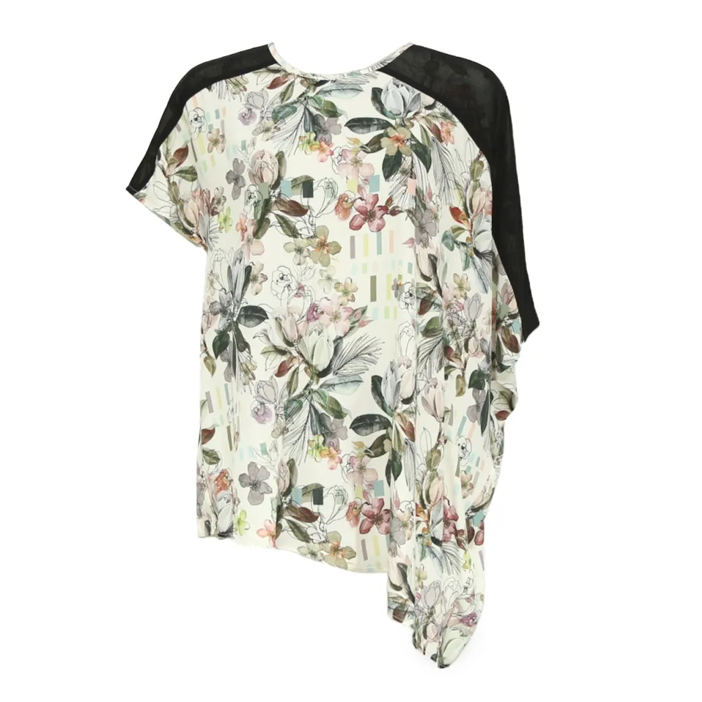 【ICHE 衣哲】Cop.Copine 法國原裝進口雪紡拼接短袖印花上衣