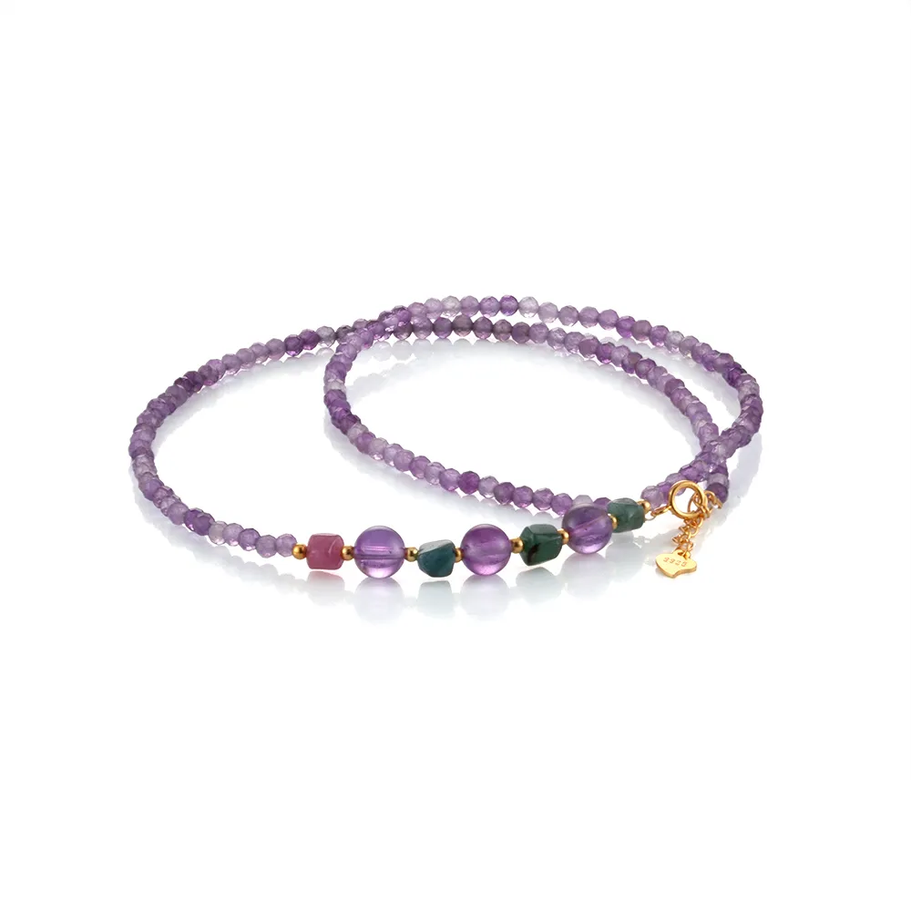 【Woogie武吉珠寶】鑽切紫水晶設計純銀套鍊(鑽切3-4mm)