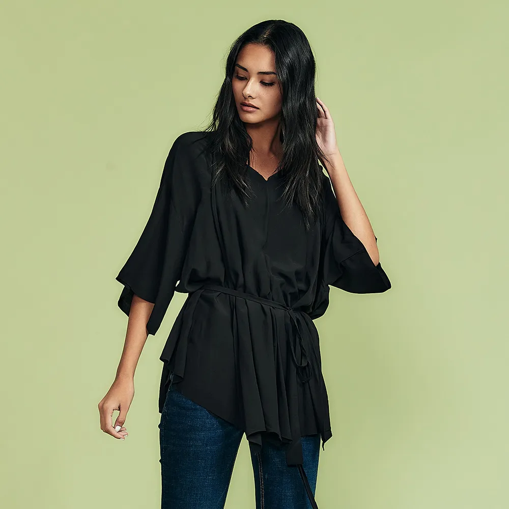 【ICHE 衣哲】Cop.Copine 綁帶寬袖垂墜鬆弛感百搭造型上衣(兩穿-兩色)