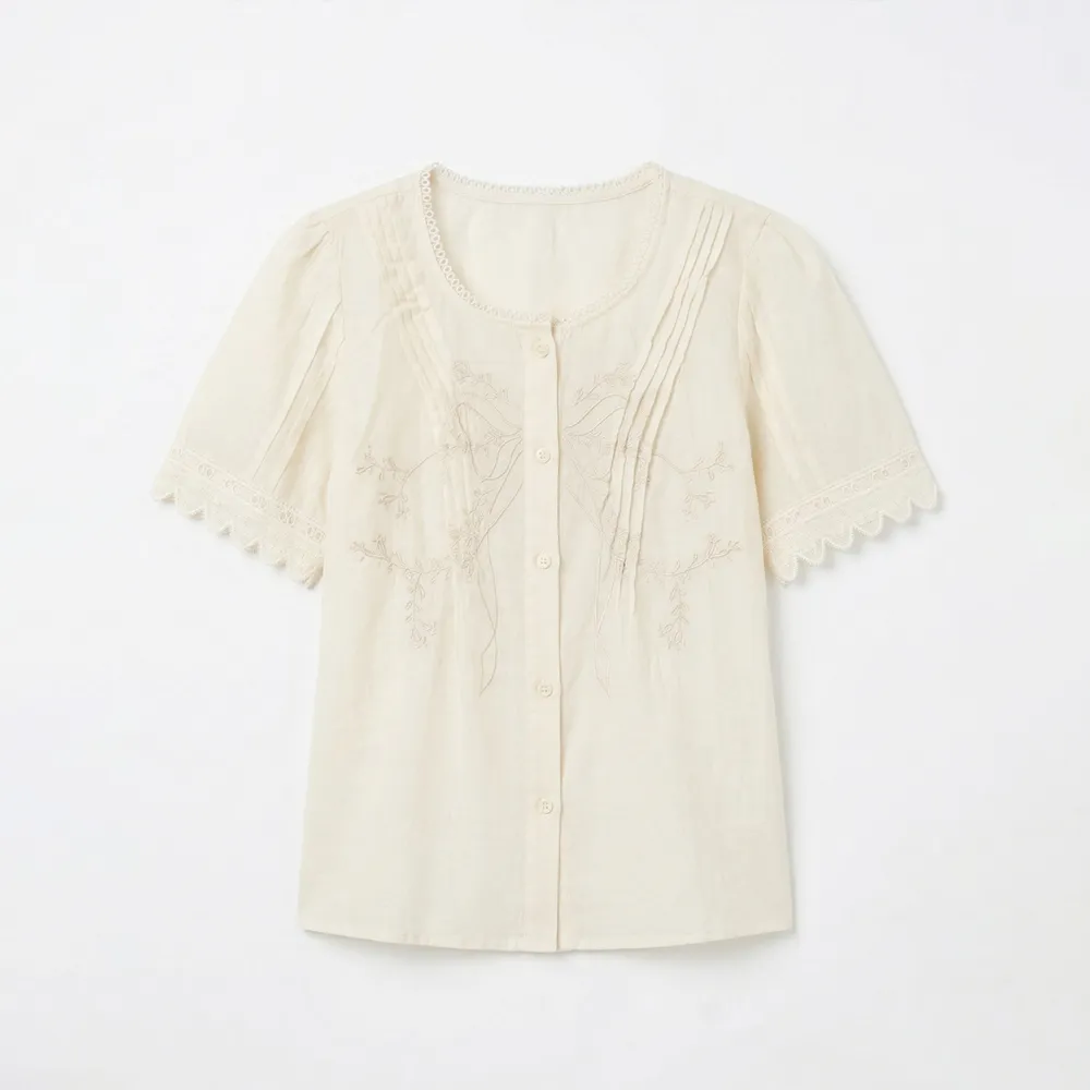 【MON’S】香檳蕾絲輕柔上衣(直)