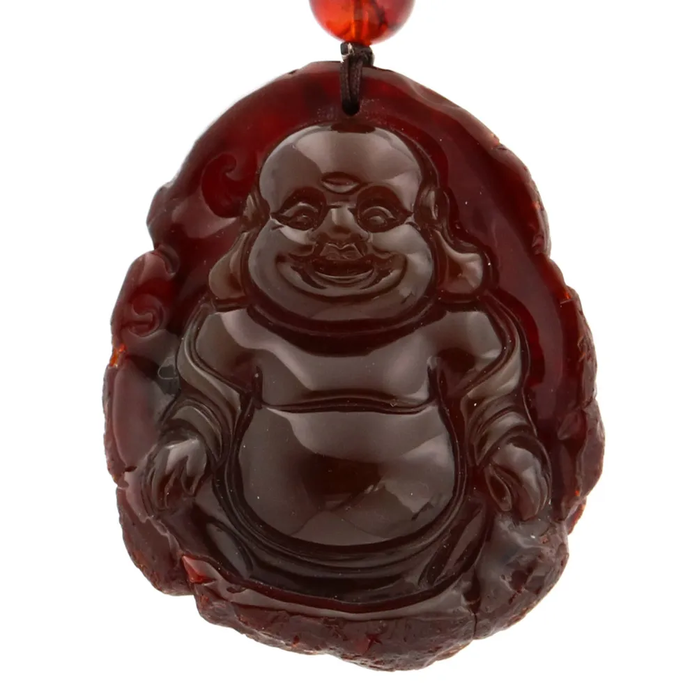 【JA-ME】天然琥珀 帶皮仔料玻璃體血珀彌勒佛吊墜