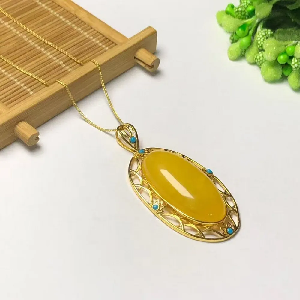 【勝弘珠寶】波羅的海金絞蜜蠟蛋面項鍊(金絞蜜蛋面項鍊)