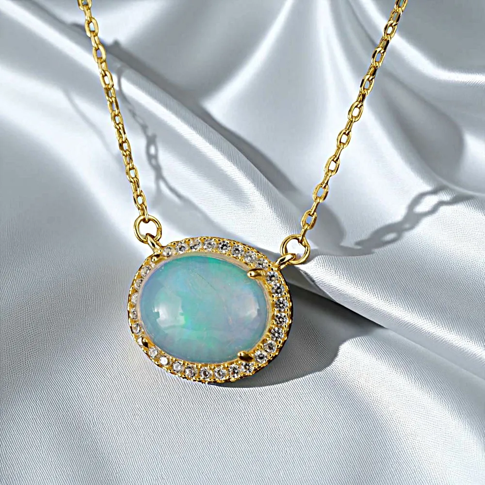 【赫本珠寶】($3888)設計款-璀璨之眼歐珀蛋白石項鍊