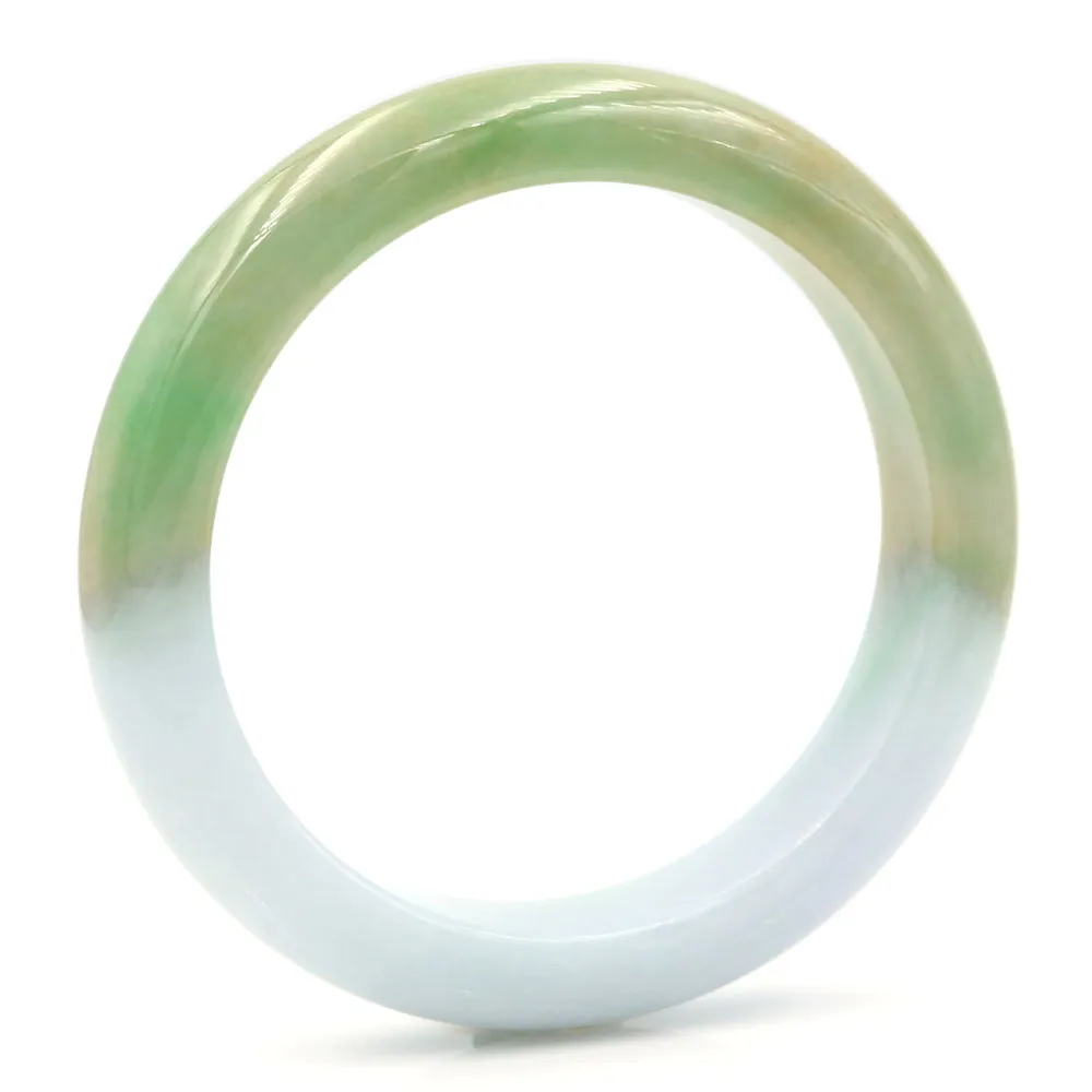 【JA-ME】天然A貨翡翠三彩飄陽綠半山半水玉鐲#18-18.5