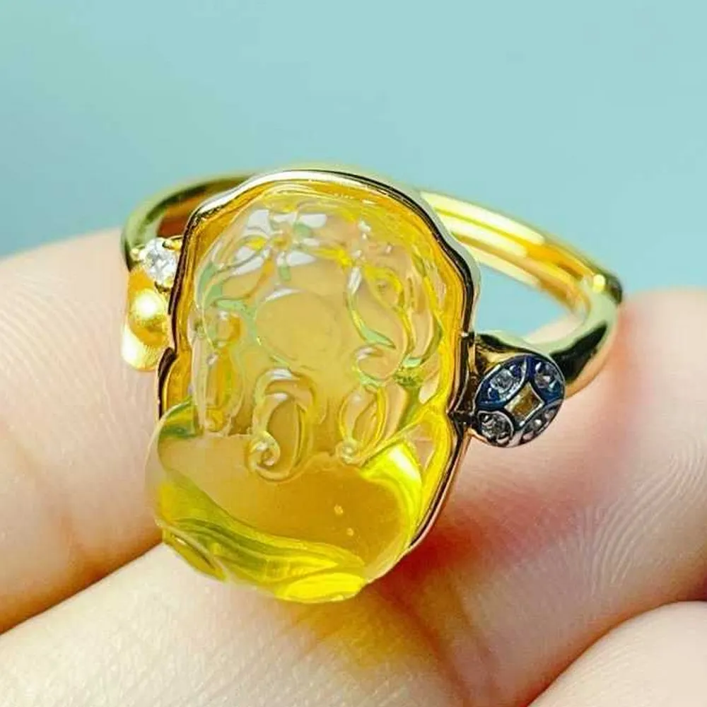 【勝弘珠寶】多明尼加藍珀祥瑞貔貅戒指