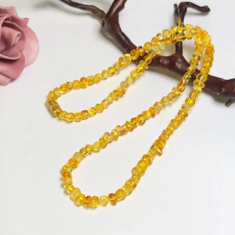 【勝弘珠寶】波羅的海招財金珀小方粒項鍊